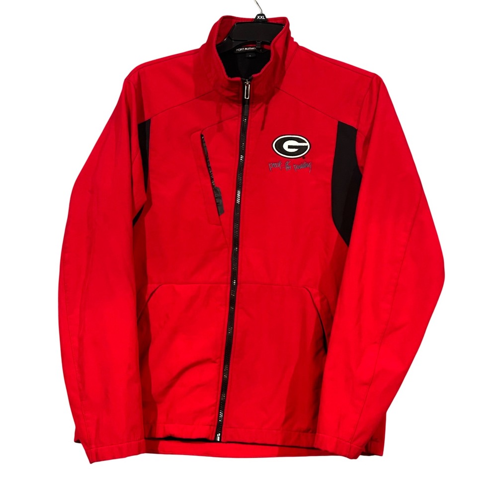 Port Authority Georgia Bulldogs Soft Shell Jacket Mens Large Red Black Full Zip